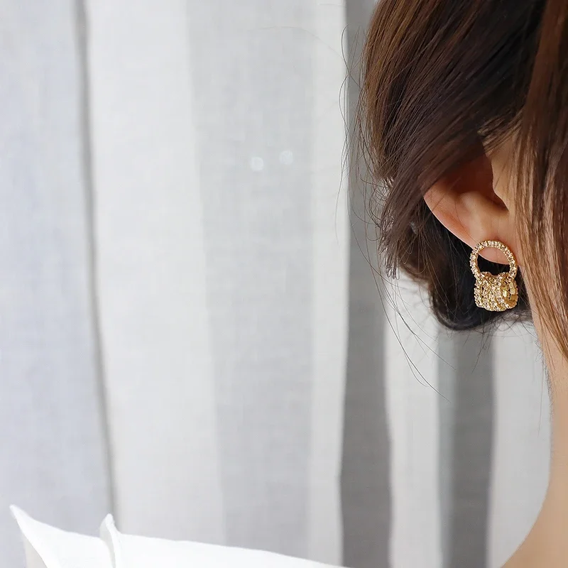 Korea Hot Fashion Jewelry Exquisite AAA Zircon 14K Gold plated Earrings Elegant Simple Round Women\'s Birthday Gift Earring