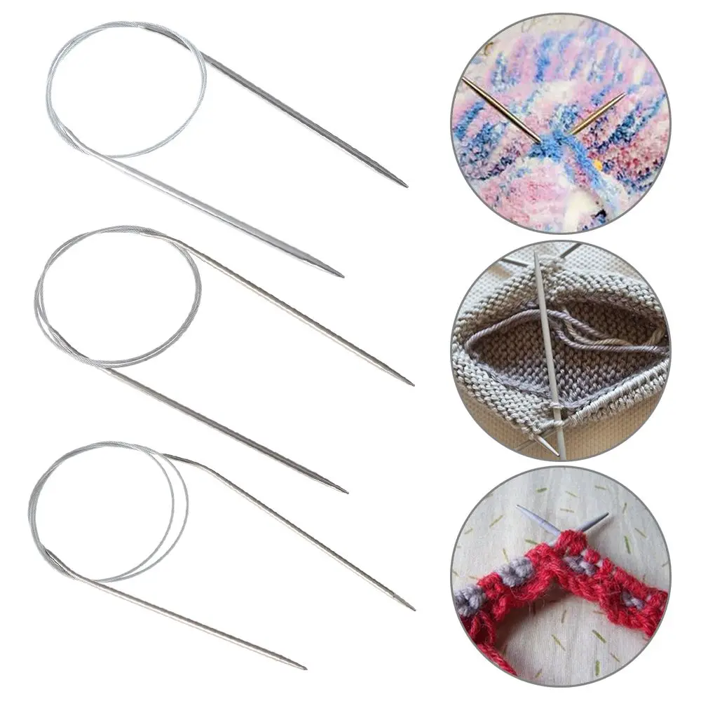 80cm Handmade Weaving Stainless Steel Sewing Pins Needlework Supplies Knitting Needles Crochet Hook