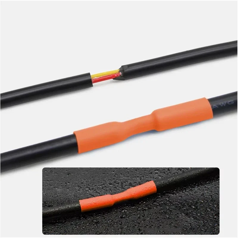 1-10 متر 3:1 برتقالي مقاوم للماء أنبوب الانكماش الحراري 3.2 مللي متر ~ 30 مللي متر سلك التغطيه المعزول جدار مزدوج كم قابل للانكماش الحراري مع الغراء