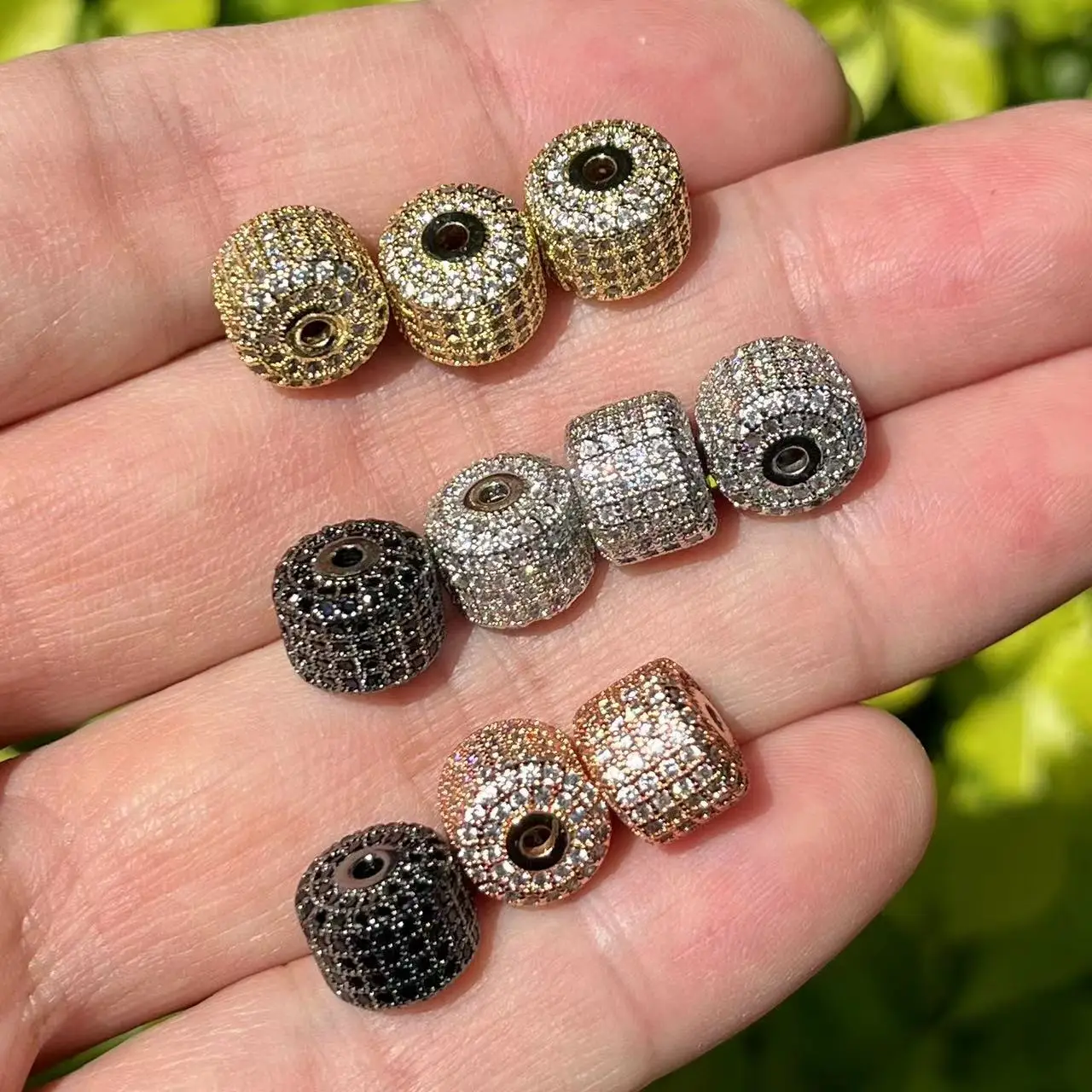 

10Pcs/Lot Wheel Spacers Zirconia Paved Beads 9.2x7.2mm Jewelry Findings Hand Making Accessories