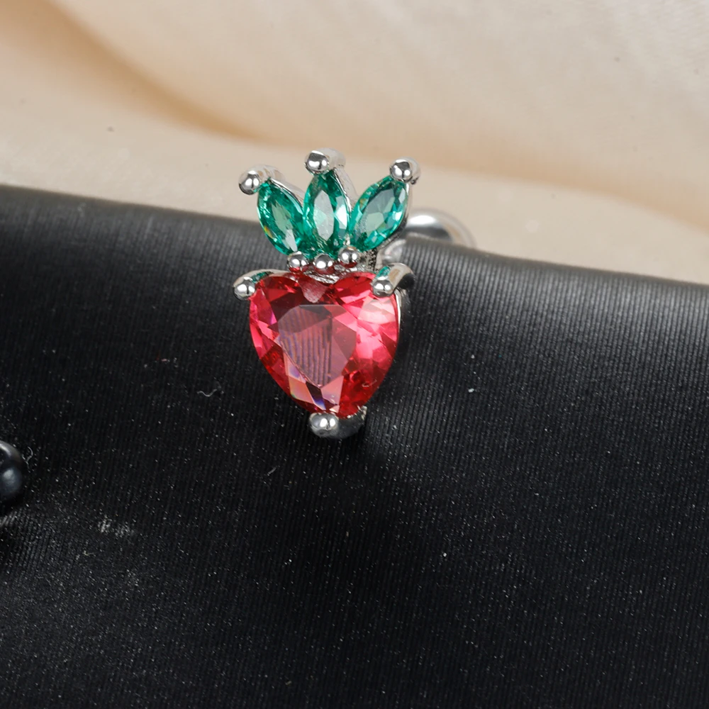 1PC Stainless Steel Crystal Fruit Stud Earrings for Women Small Cute Cherry Grape Tragus Helix Cartilage Piercing Jewelry