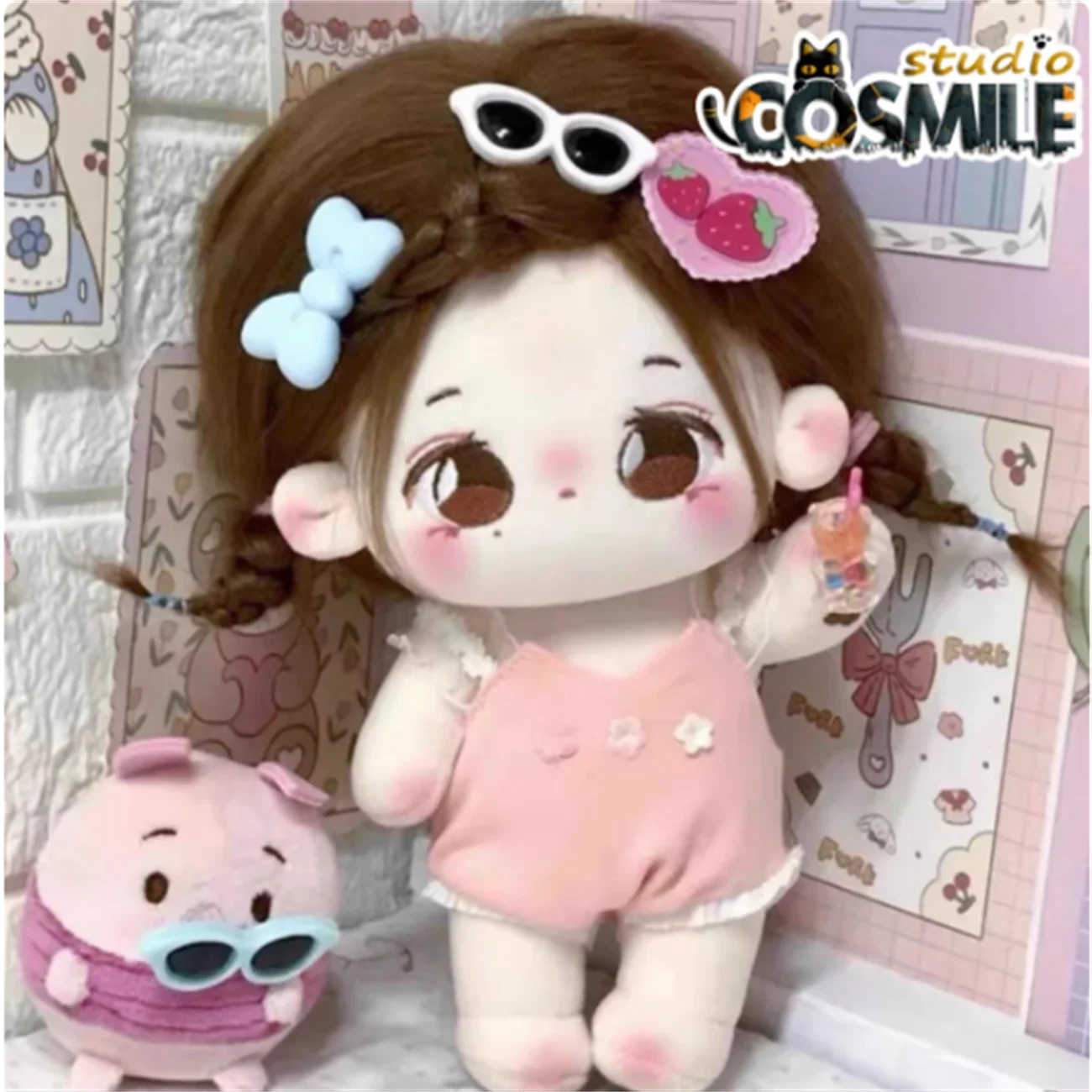 No Attributes Cute Girl Brown Hair Xiaomei Stuffed Plushie Plush 20cm Doll Only Body XY