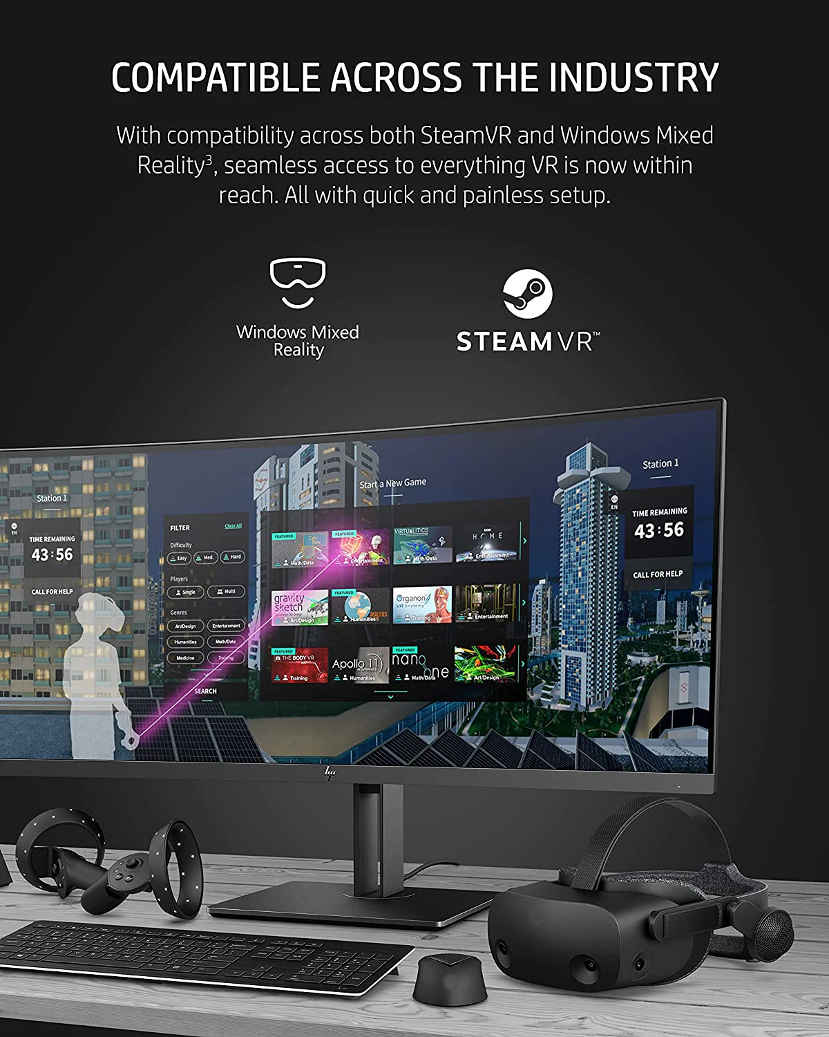 فر سماعة تحكم لعبة عدة متوافق باخرة و ويندوز مختلط الواقع ل هب ريفير G2/G1