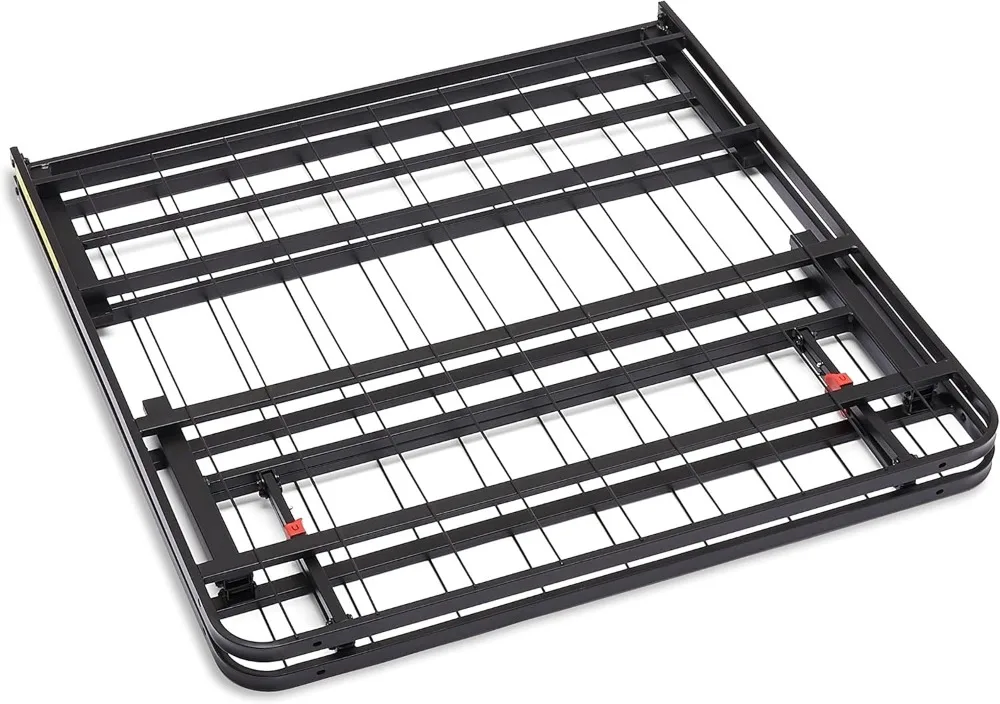 โครงเตียงโลหะพับได้พร้อมที่เก็บของ เหล็กแข็งแรง ไม่ต้องใช้สปริง ไม่ต้องใช้เครื่องมือ ขนาดเตียงคู่ สีดำ