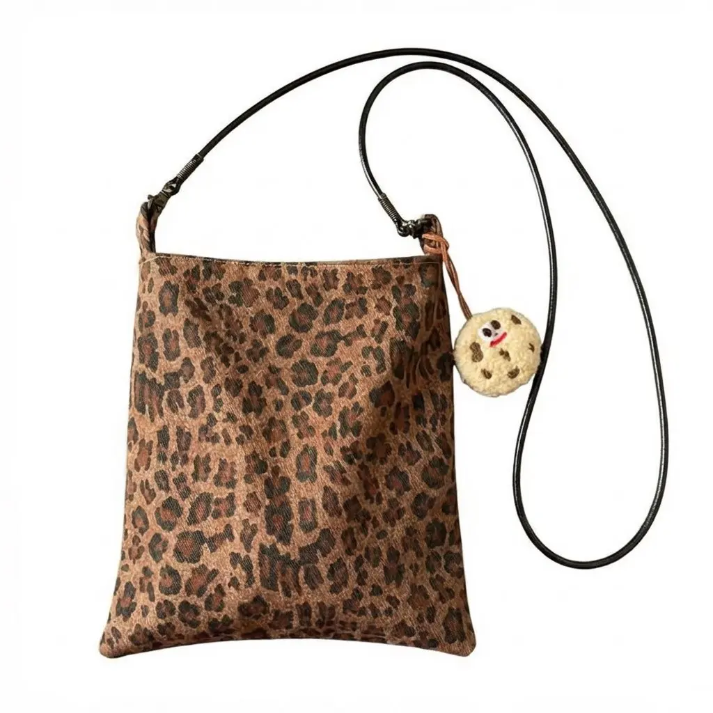

Mobile Phone Bag Female Diagonal Span Original Denim Leopard Print Retro Small Bag Diagonal Span Mini Bag Crossbody Bag