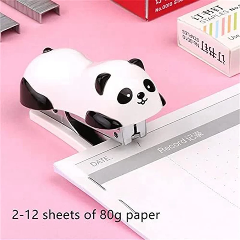 4 ชิ้น Panda Desktop Stapler Stapler สําหรับ 12 แผ่น, เครื่องเย็บกระดาษ 4000 ชิ้นเบอร์ 10 Staple & Built-In Staple Remover