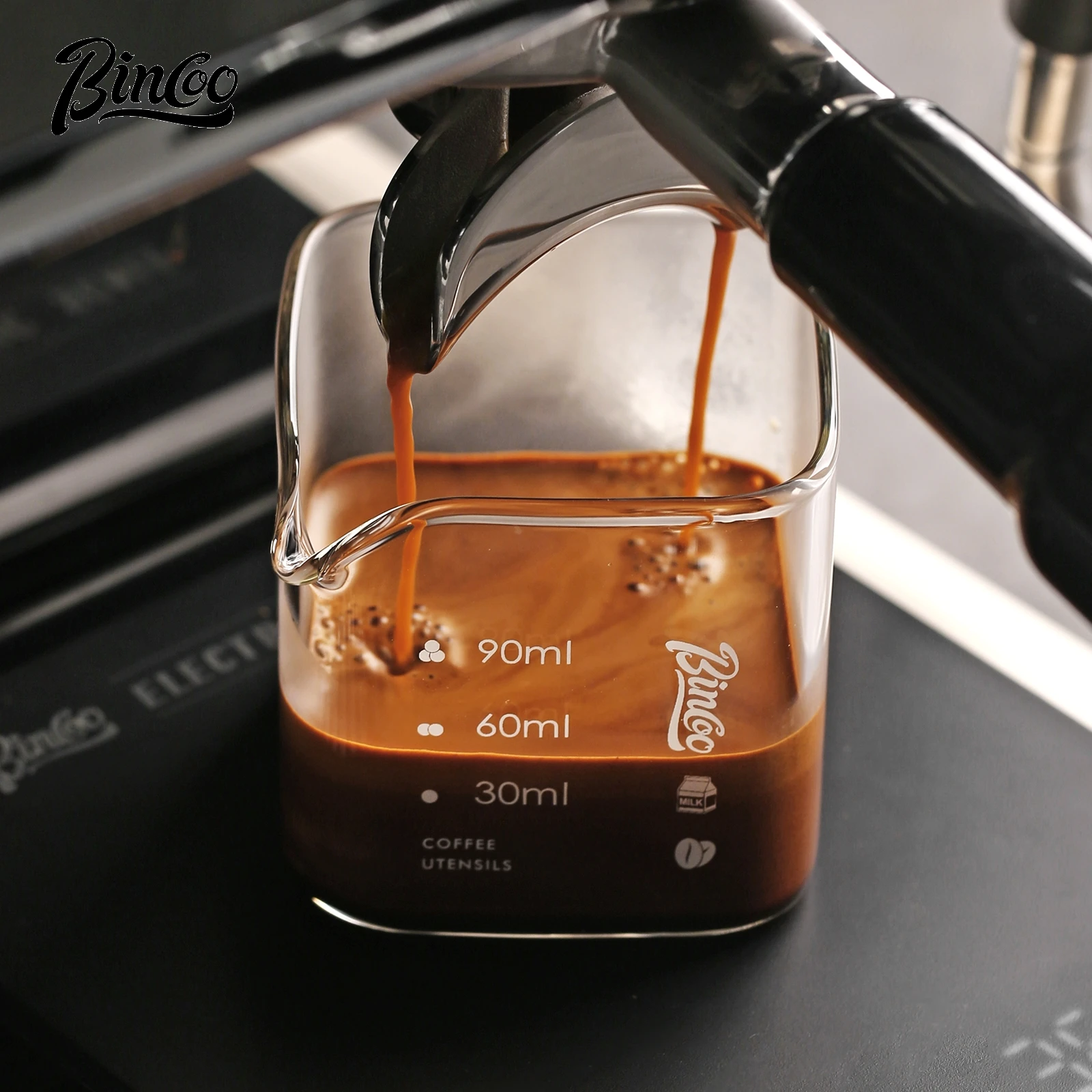Bincoo Espresso Glass Ounce Cup 150ml with Scale, Coffee Measuring Cup & Milk Creamer