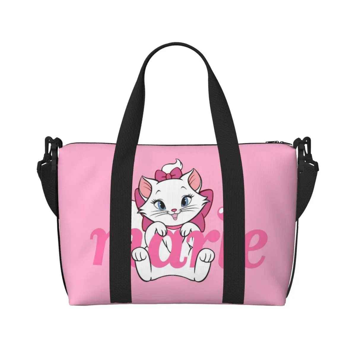 

Custom M-Marie Cat Cartoon Tote Bag Women Large Capacity Beach Gym Shoulder Travel Bag