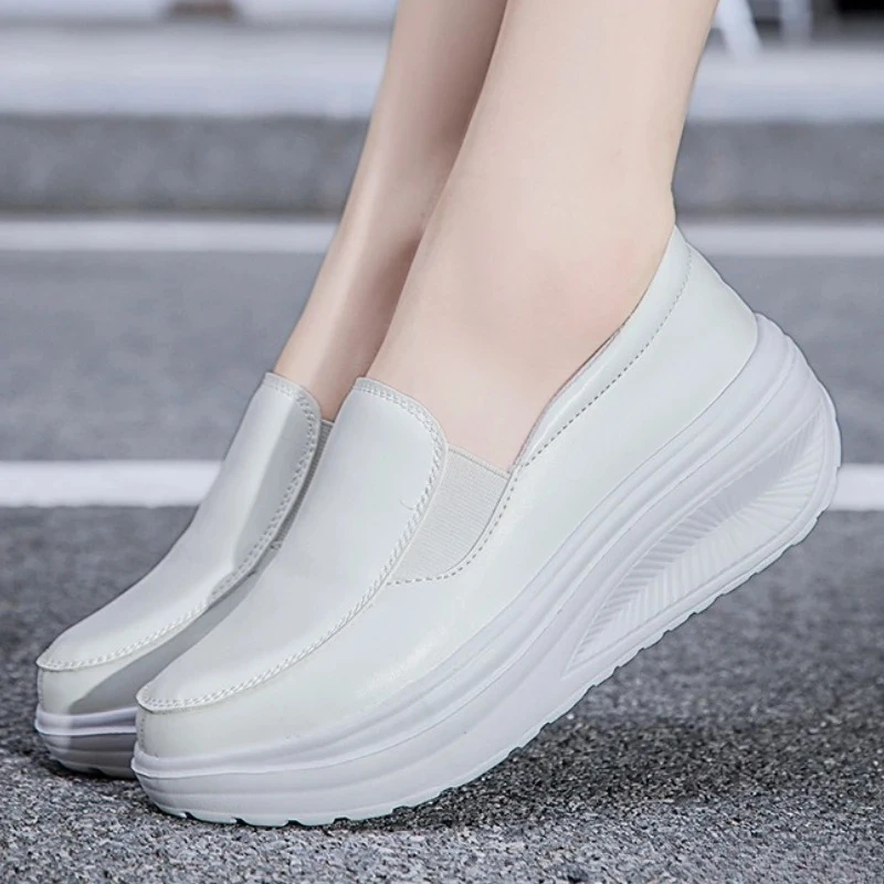 

Women's Flats and Loafers Shoes for Woman Spring and Autumn 2026 New Thick Sole Height Increasing Sloping Heel Zapatos De Mujer