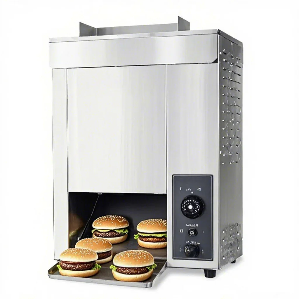 Automatic Vertical Bun Toaster, Commercial Hamburger Bread Heating Machine for Fast Food Restaurant
