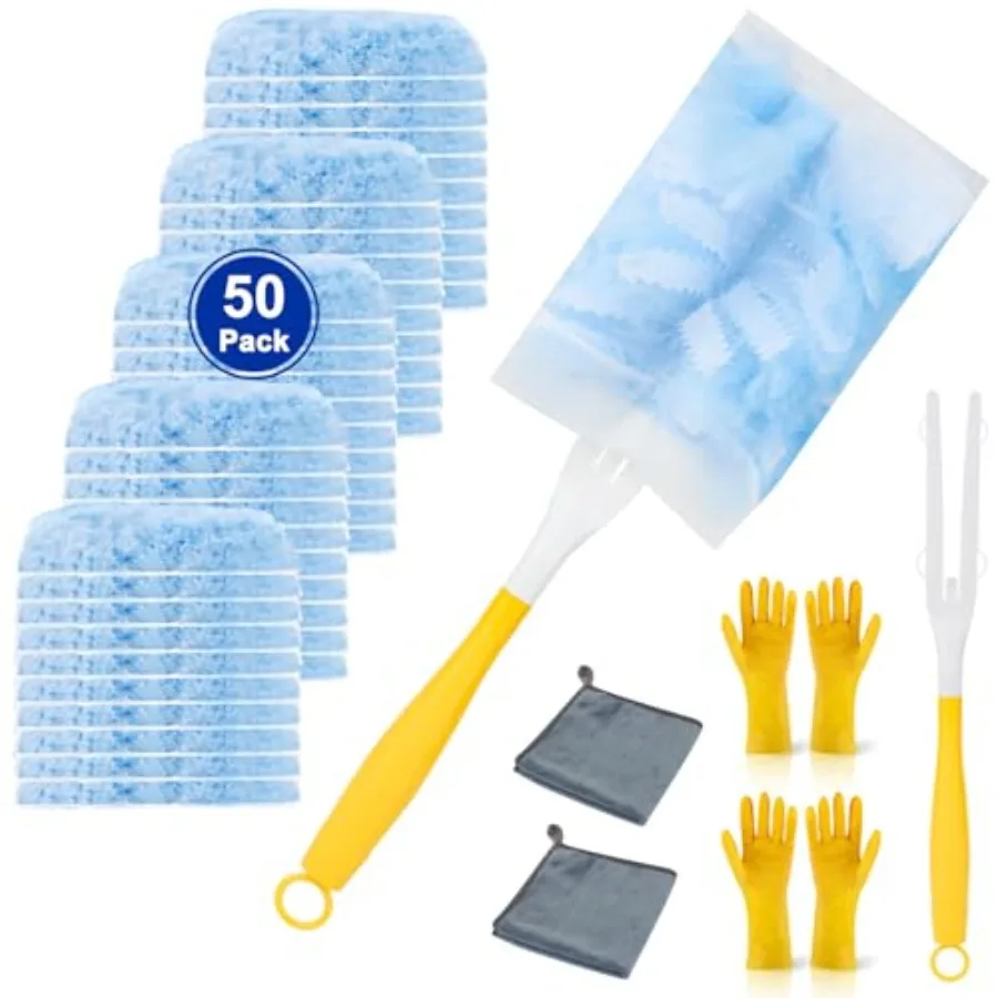 

Duster Refill for Cleaning with 2 Handles, Heavy Duty Disposable Duster Kit Unscented Replacement Head Dust Removal Brush for E