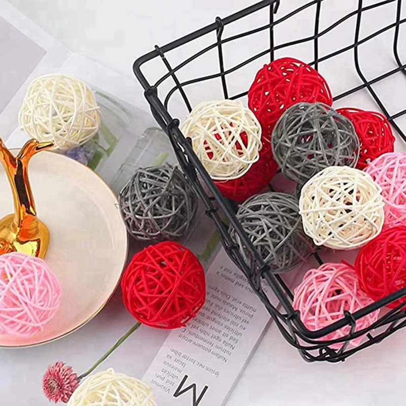 Wicker Balls, 24 Pack Wicker Decorative Ball Vase Fillers For Decoration DIY Crafts Decoration Party Wedding Decor