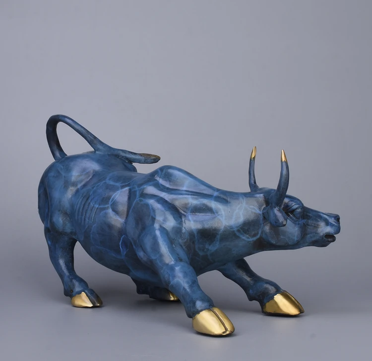 Special Offer # home business protective- Talisman House Money Drawing Charging Bull color brass statue