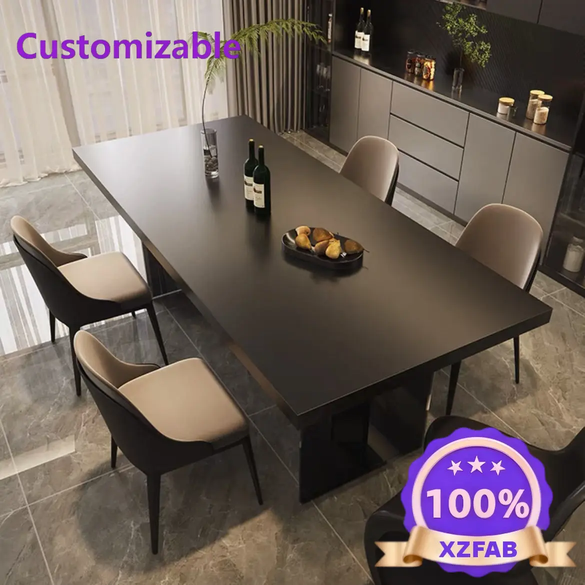 Factory Direct 2026 Delifeng rock slab dining table modern simple acrylic suspended cream wind rectangular small apartment