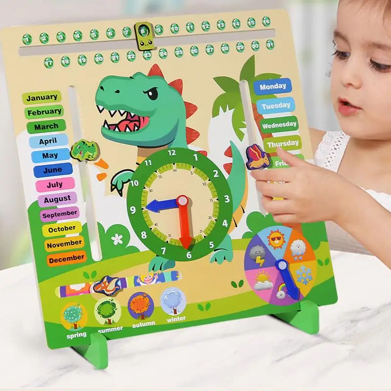 Calendario per bambini Calendario prescolare Orologio didattico 6 in 1 Divertimento per raccontare il tempo Orologio didattico Giocattoli per l'apprendimento e l'educazione Giocattoli da viaggio