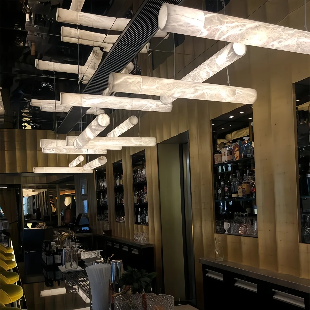 Modern 120cm Marble Pendant Lights Linear Kitchen Island Decor Lamp for Dining Room Table Bar Cafe Marble Ceiling Hanging Light