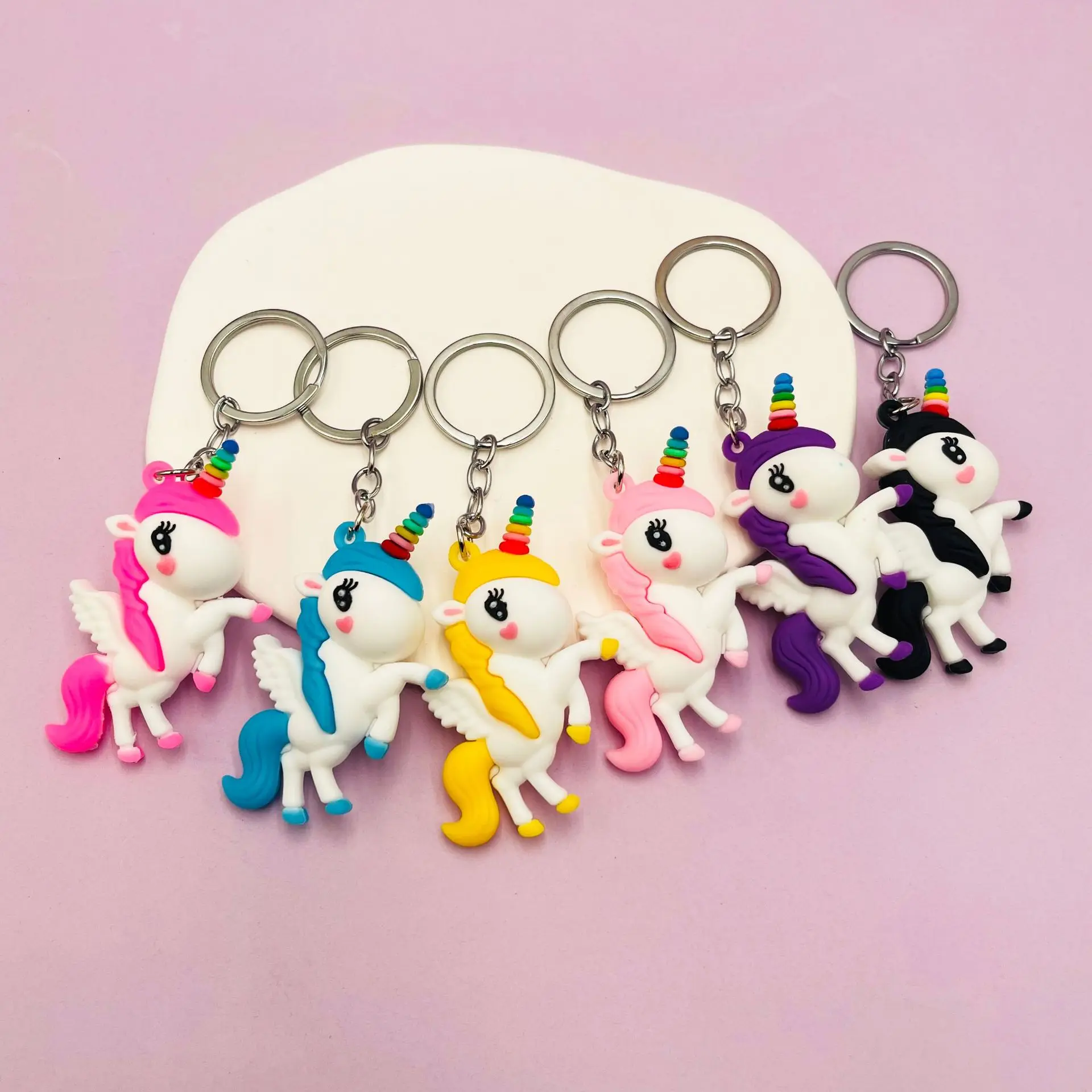 Rainbow Internet Celebrity Cartoon Pegasus Unicorn Keychain Bag Accessories Decoration