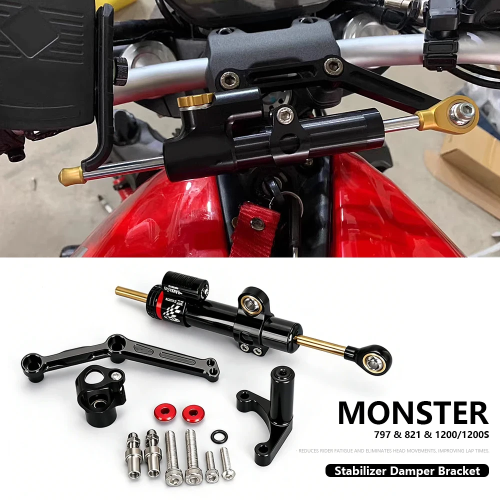 

NEW Motorcycle Accessories Steering Damper Stabilizer Bracket Kit Suitable For Ducati Monster 821, 1200, 1200S, 797 2014-2021