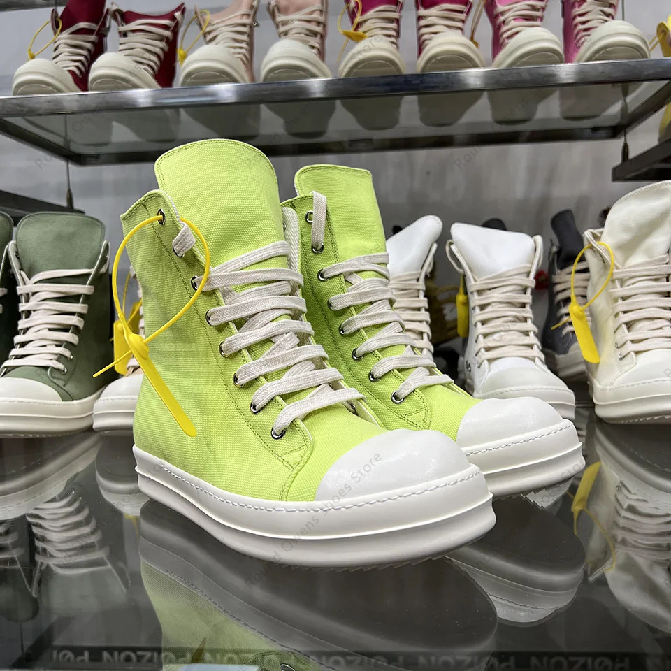 

Designer Women Ankle Boots High Top Men Sneakers Luxury Casual Yellow Canvas Platform Ro Street Flat Trainer New Fashion Sneaker