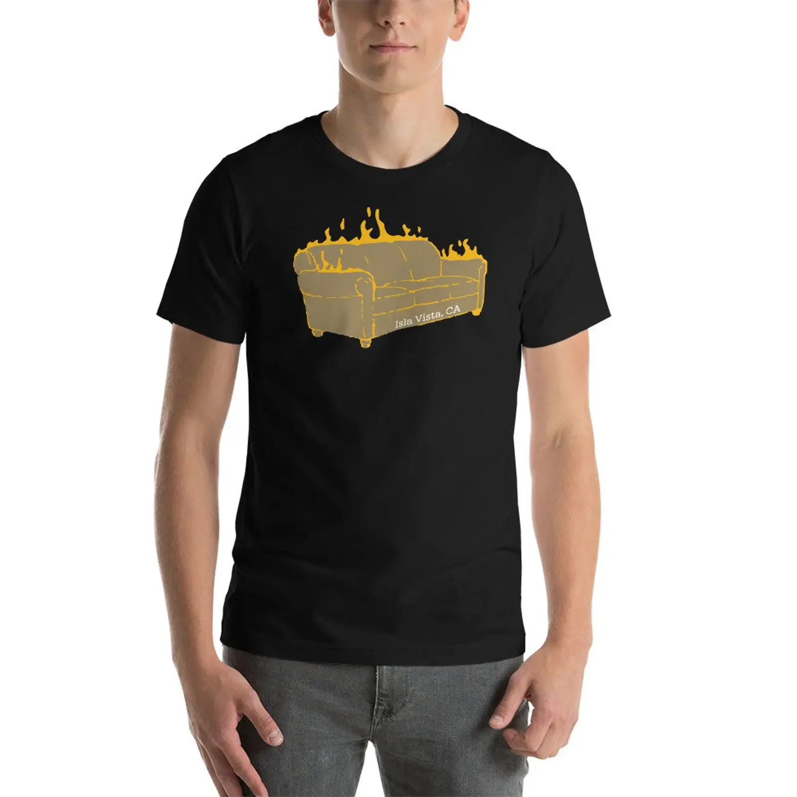 Isla Vista Burning Couch  T Shirt vintage Washed Soft Slightly Breathable Stylish fashion Comfortable Versatile