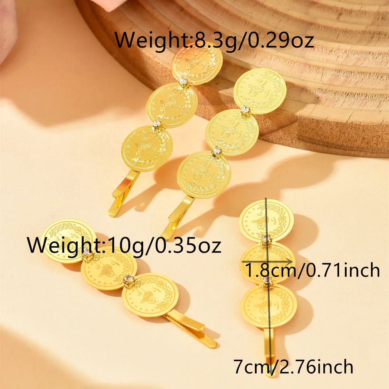 Fashionable Gold-Tone Bride Hair Clip with Coin Carving for Wedding Party Holiday Ladies Headwear Stylish Hair Accessories image 6