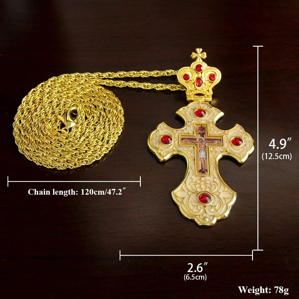 Orthodox Church Jesus Cross, Pastor Chest Alloy Necklace, Handmade Enamel Colored, Factory Sold