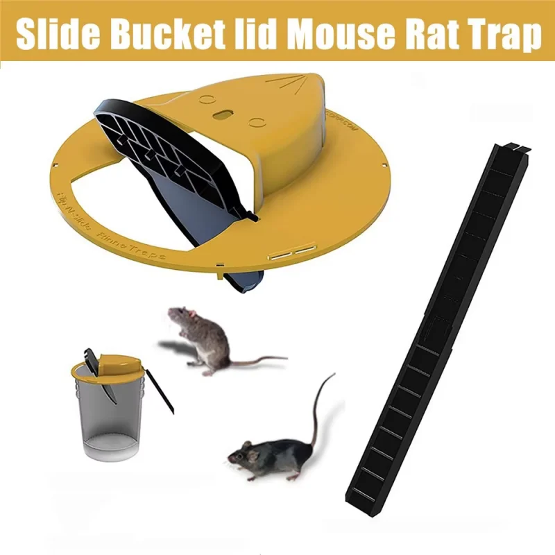 Piège à souris intelligent avec seau de capture, 5 pièces, couvercle de seau coulissant et basculant, réinitialisation automatique après la capture de souris