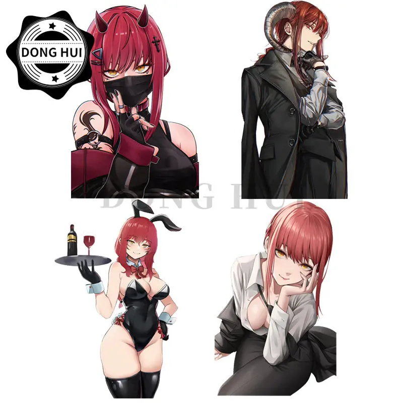 Sexy Anime Girl Decals Chainsaw Man Sticker Makima Motorcycle Off Road Vehicle Helmet Laptop Refrigerator PVC Waterproof