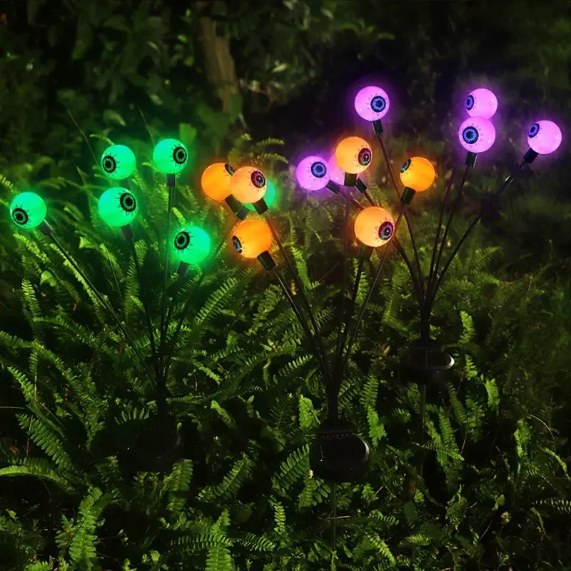 1PCS Halloween LED Eyeball Lights Solar Garden Lawn Lights Outdoor Scary Decoration Lights Halloween Party Decoration