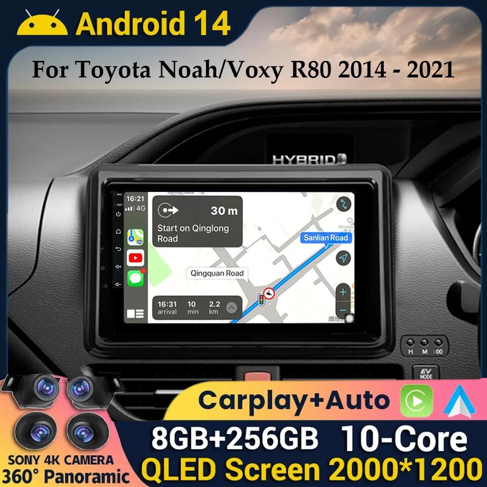 Android 14 Carplay Auto For Toyota Noah Voxy R80 2014 2015 2016 2017 2018 2019 2020 2021 Car Radio Multimedia Player GPS Stereo