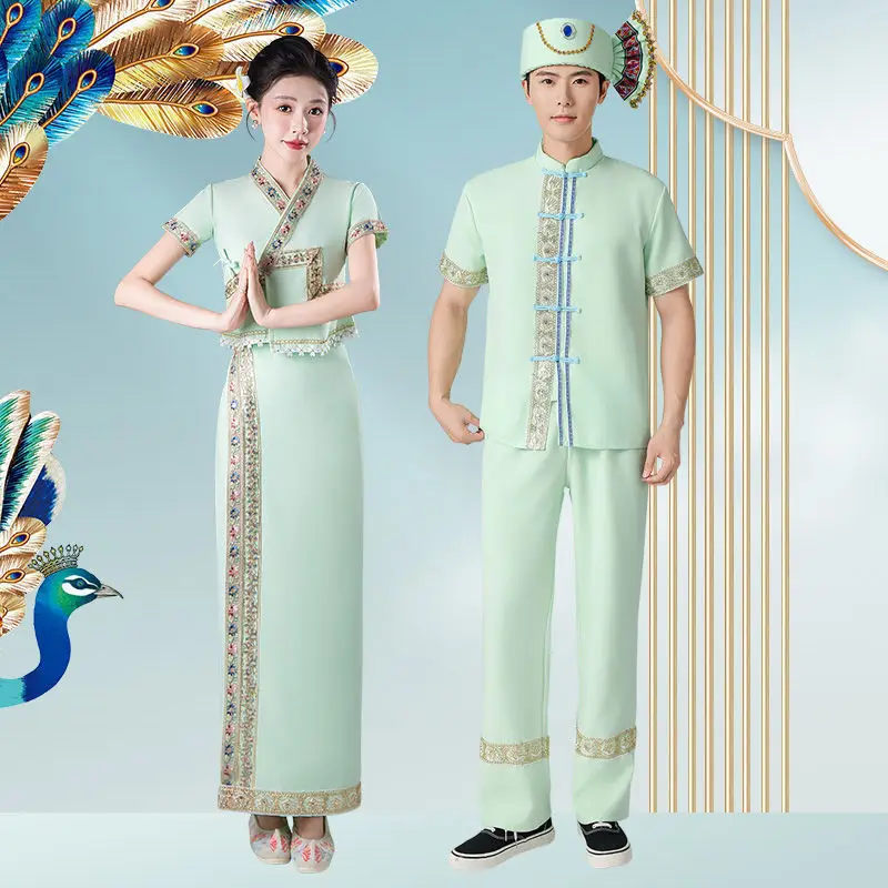 

Китайские традиционные костюмы Dai в этническом новом стиле, комплект одежды Xishuangbanna, повседневные этнические традиционные элегантные костюмы для косплея