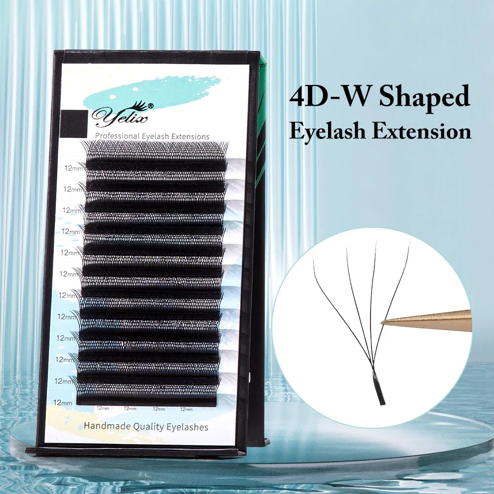 Yelix W Shaped Eyelash Extension 4D Premade Fans 0.07 D Curl Volume Lash Extensions Mix Long Individual Eye Lashes