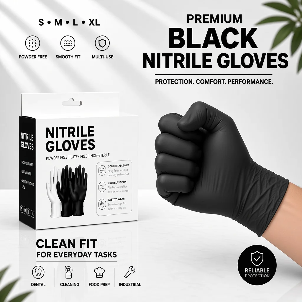 30/40PCS Black Nitrile Gloves Disposable Powder Free Latex Free Food Handling Cooking Kitchen Restaurant Catering Food Prep