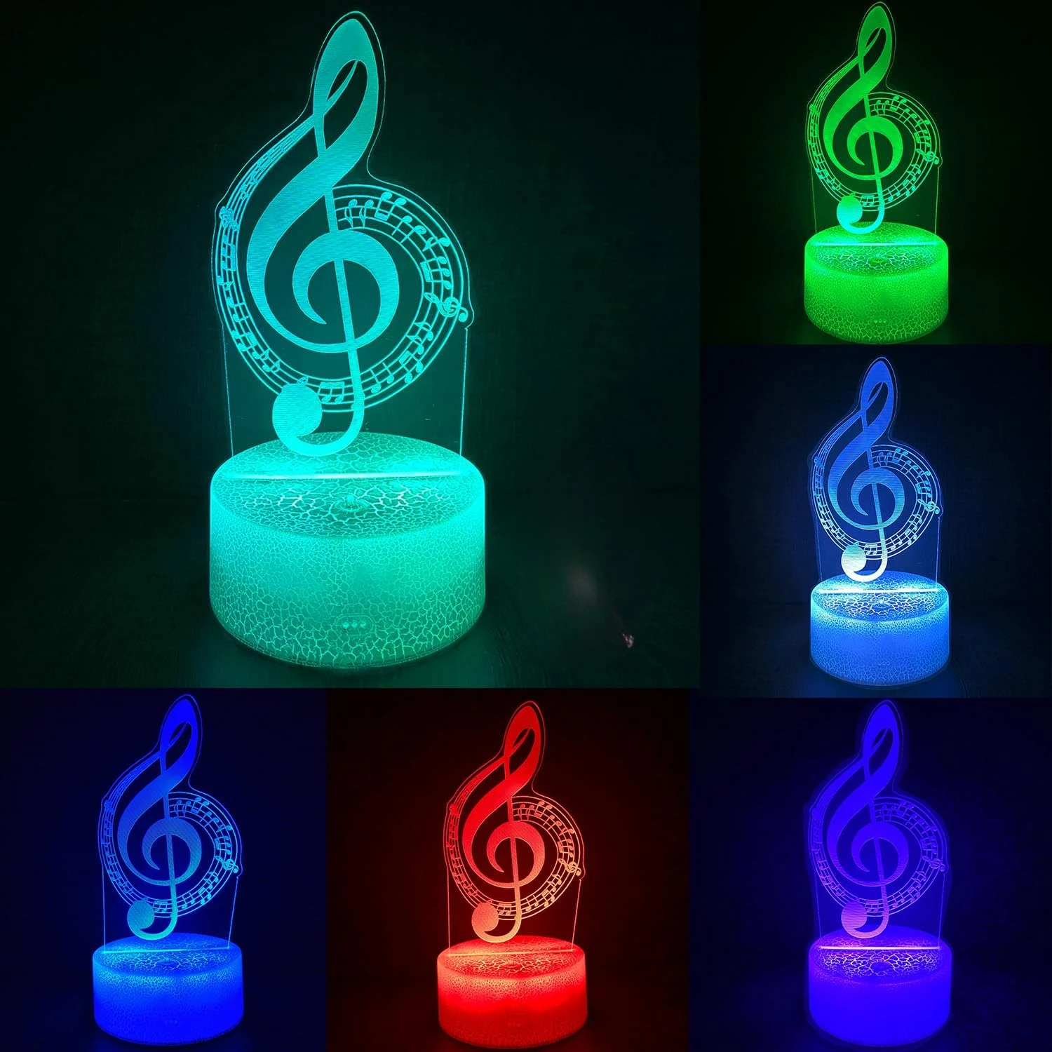 Nighdn 3D Music Note Night Light Music LED Illusion Table Lamp Colors Changing Room Decorations Home Decor Holiday Birthday Gift
