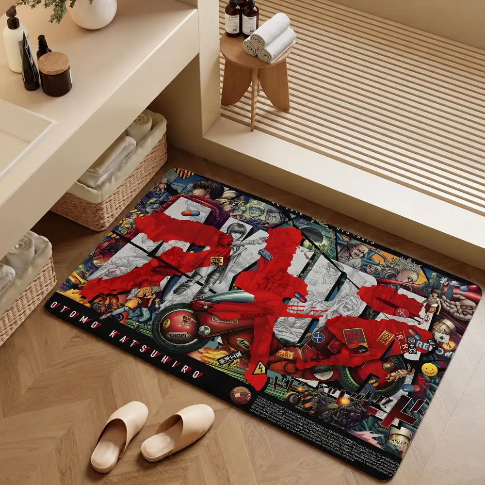 Anime AKIRA Kaneda Tetsuo Neo Tokyo Floor Mat Soft Flannel Entrance Doormat Non-Slip Washable Rug For Bedroom Kitchen Home Decor