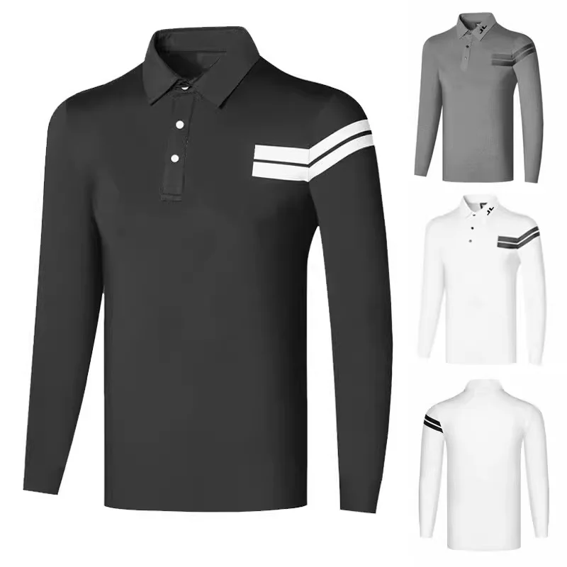 

Spring and Autumn Golf Clothing Men's Long sleeved Quick Drying Breathable Polo Shirt Sweatwicking T-shirt