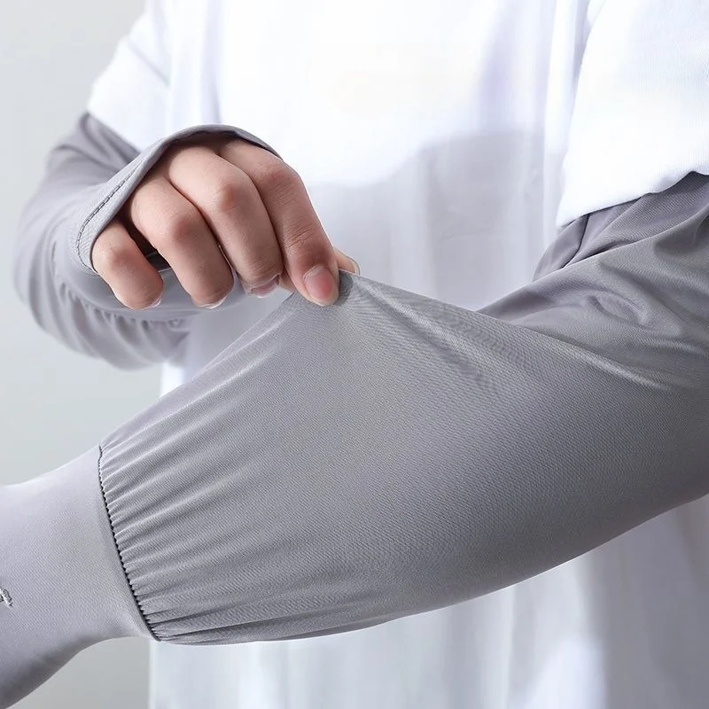 Manicotti da braccio in seta di ghiaccio da uomo protezione solare guanti da guida elastici protezione UV per esterni manicotti copribraccio leggero e fresco