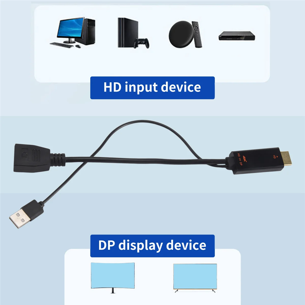M22KHDMI 호환 남성-Displayport 여성 변환기 케이블 4K@60Hz HDMI 호환-DP 변환기 어댑터 케이블
