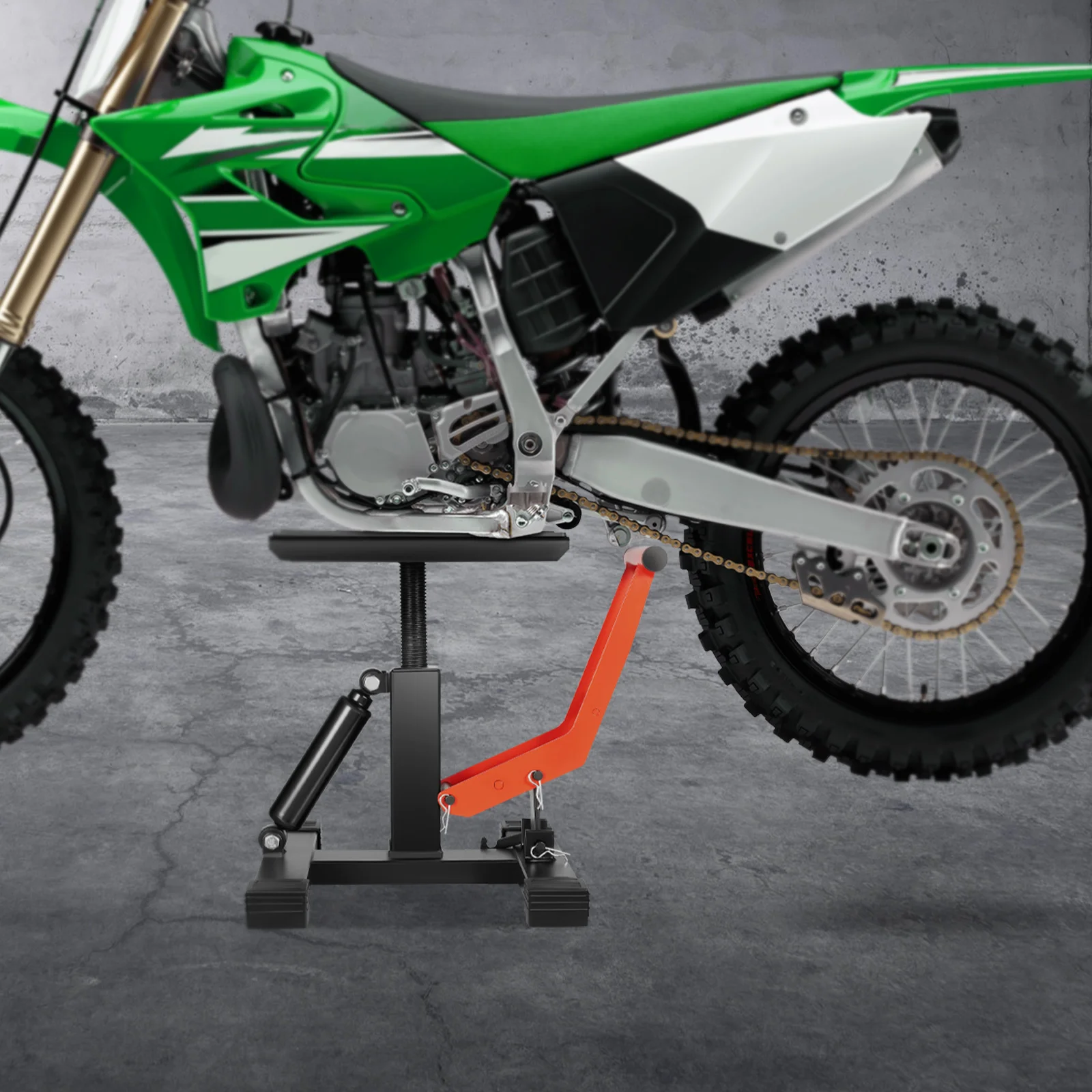 Motorrad-Hebeständer 440 lbs, Verstellbar 9,8-15,7 Zoll Stahl-Dirtbike-Ständer, H-Basis 11,8x12,2 Zoll für Werkstatt und Garage – Detail 3
