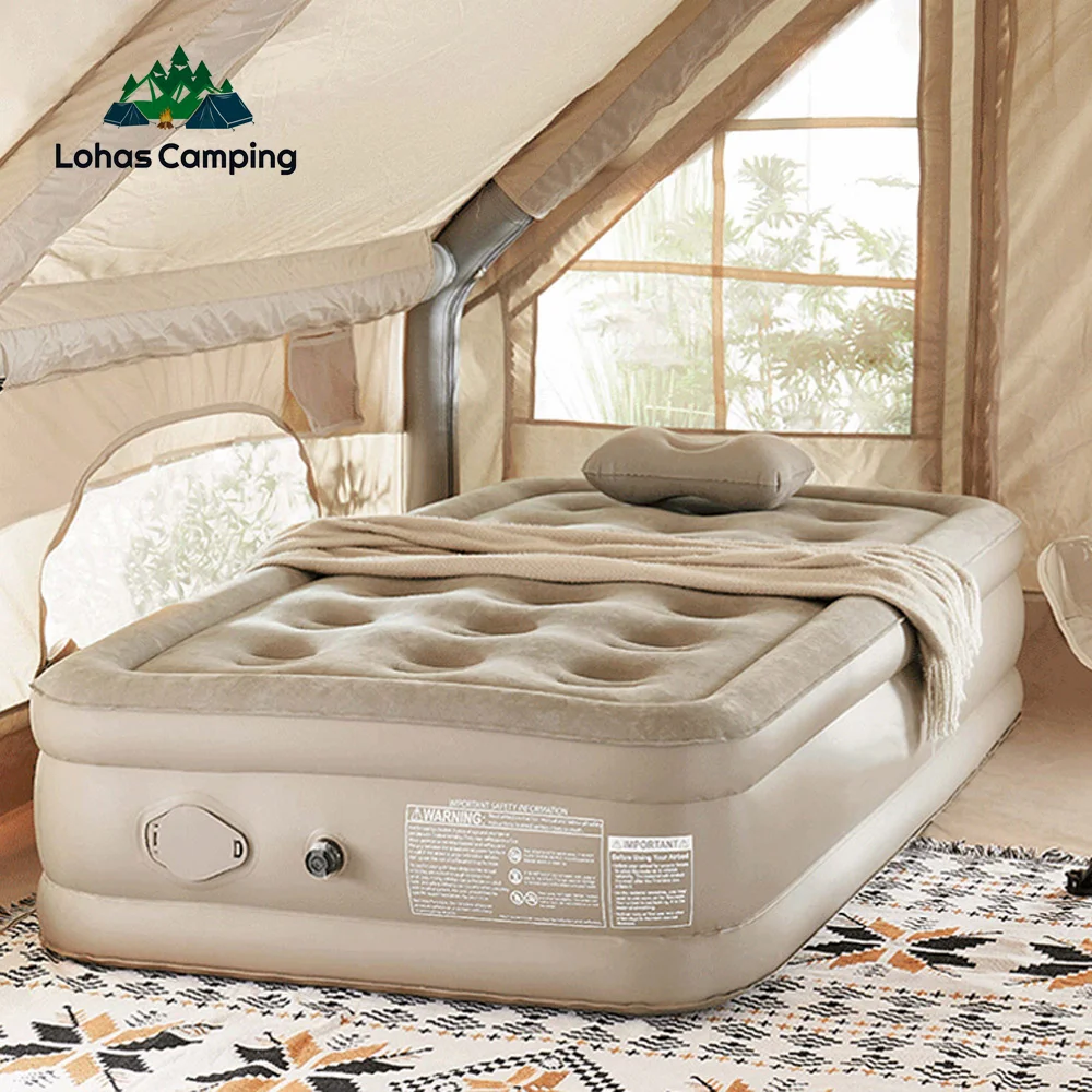 Lohascamping-colchón inflable para acampar al aire libre, cama de cojín de aire de viaje de TPU de 40cm con bomba eléctrica, tienda de campaña, colchoneta de aire, colchón de piso