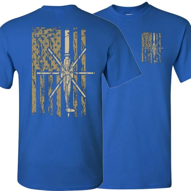 Vintage American Flag CH-53D Heavy Transport Helicopter T-Shirt. Summer Cotton Short Sleeve O-Neck Mens T Shirt New S-3XL