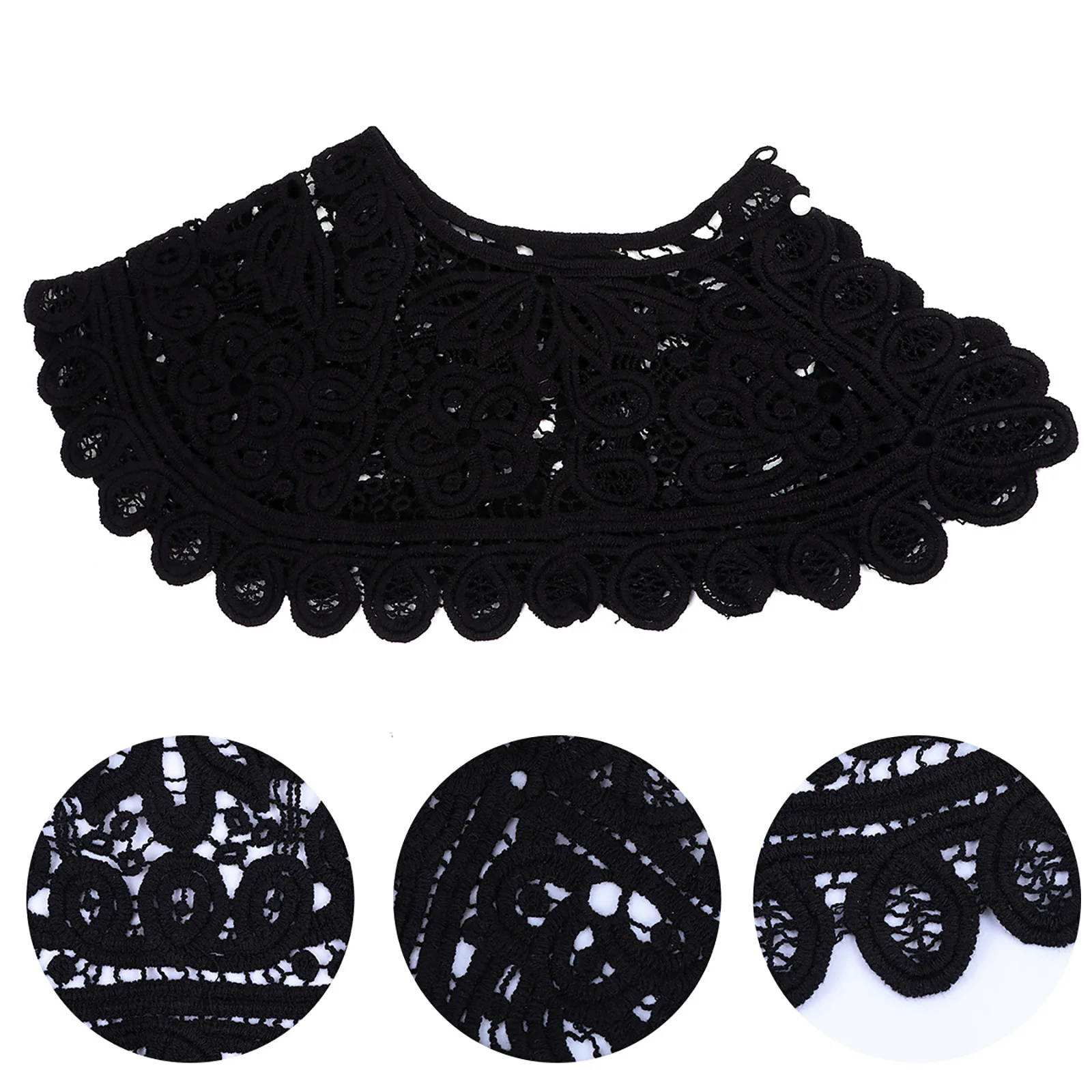 

Chic Hollow Lace Collar Women Flower Edge Pearl Button Detachable Neck Accessory Spring Summer Autumn Winter Wear T-Shirt Shirt