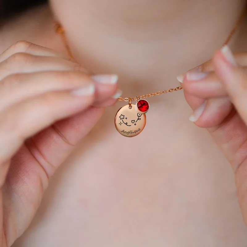 Customized Stainless Steel Zodiac Sign with Birthday Stone Necklace/Birthday/Christmas/Valentine's Day Gift/Fashionable Items