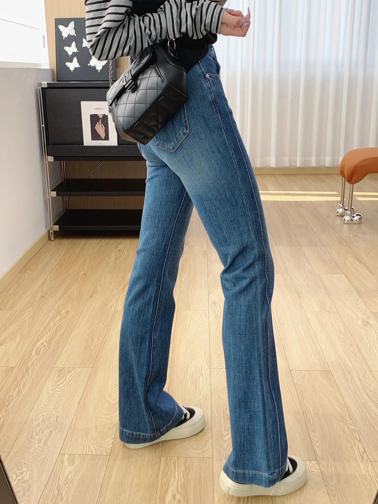 

High Waist Flared Jeans Women's Spring Season Butt Lifting Cotton Stretchy Slim Fit Jeans Four Directional Elastici New 2026