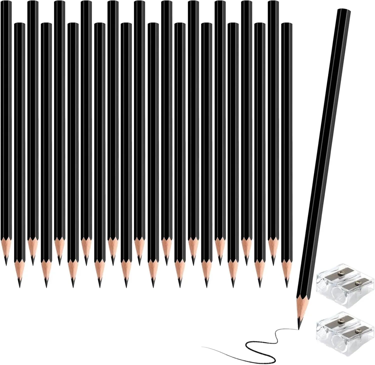 

24 Pcs Black Art Pencils Set, Pre-sharpened Wooden Drawing Supplies for Artists and Students