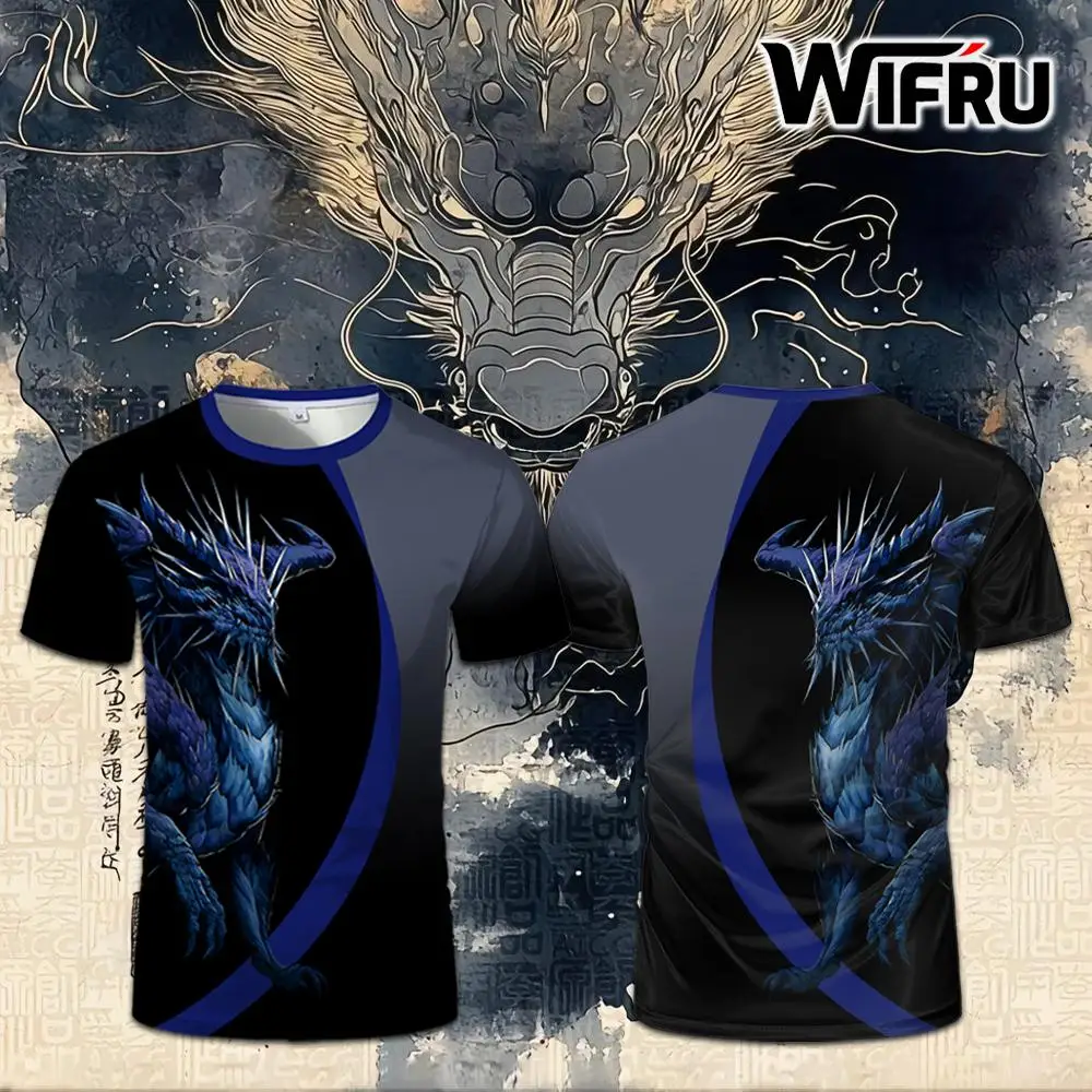 

Dragon Graphic Traditional T-shirt WIFRU Fashion 3D Style Streetwear Daily Outdoor Casual Breathable Short-sleeved Tops