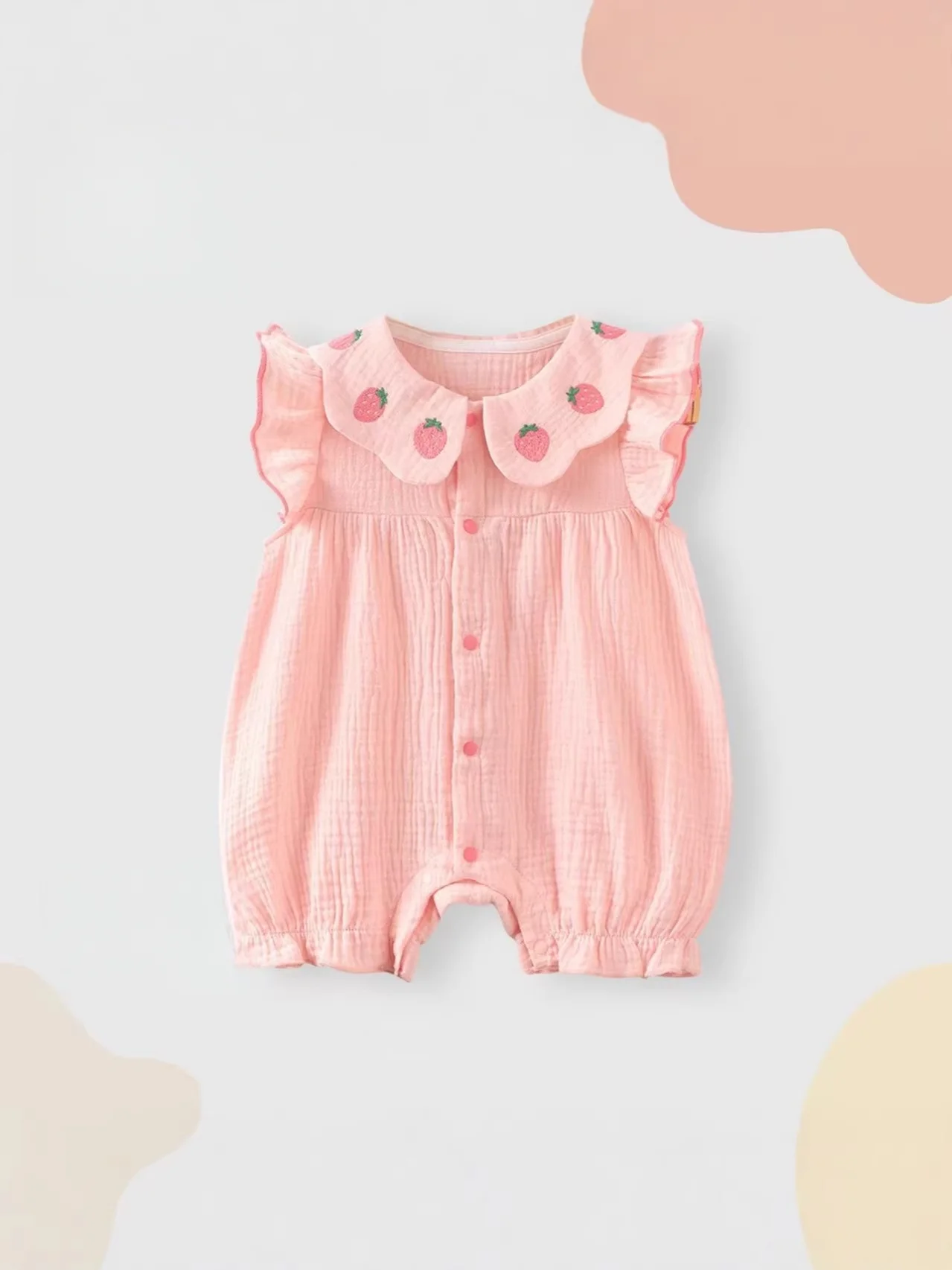 Sweet And Lovely Baby Clothing Breathable Pure Cotton Toddle Jumpsuits Full Moon Short Sleeve Baby Romper  For 0-2Y