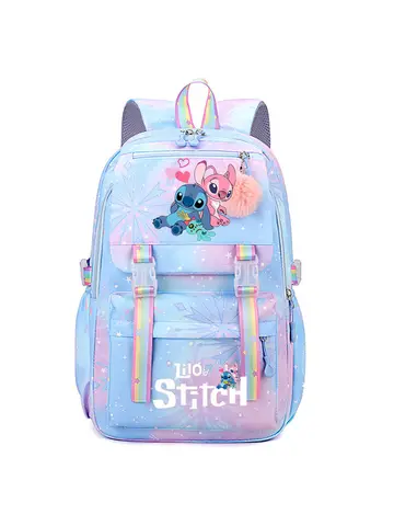 Stitch Large Capacity Backpack, Casual Nylon Cute Daypack, Cartoon Anime Schoolbag, Girl Casual Travel Commute Knapsack