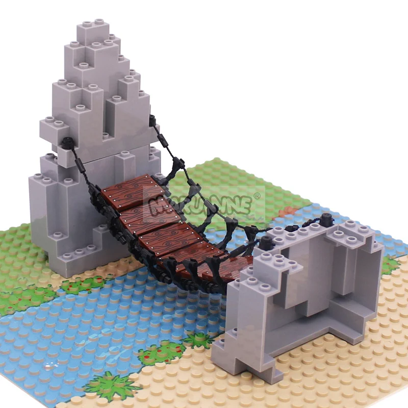 Marmine MOC Blocks Drawbridge Set Mountain Jungle Forest Construction Building Bricks Parts DIY Small Particle 6083 6082 63141