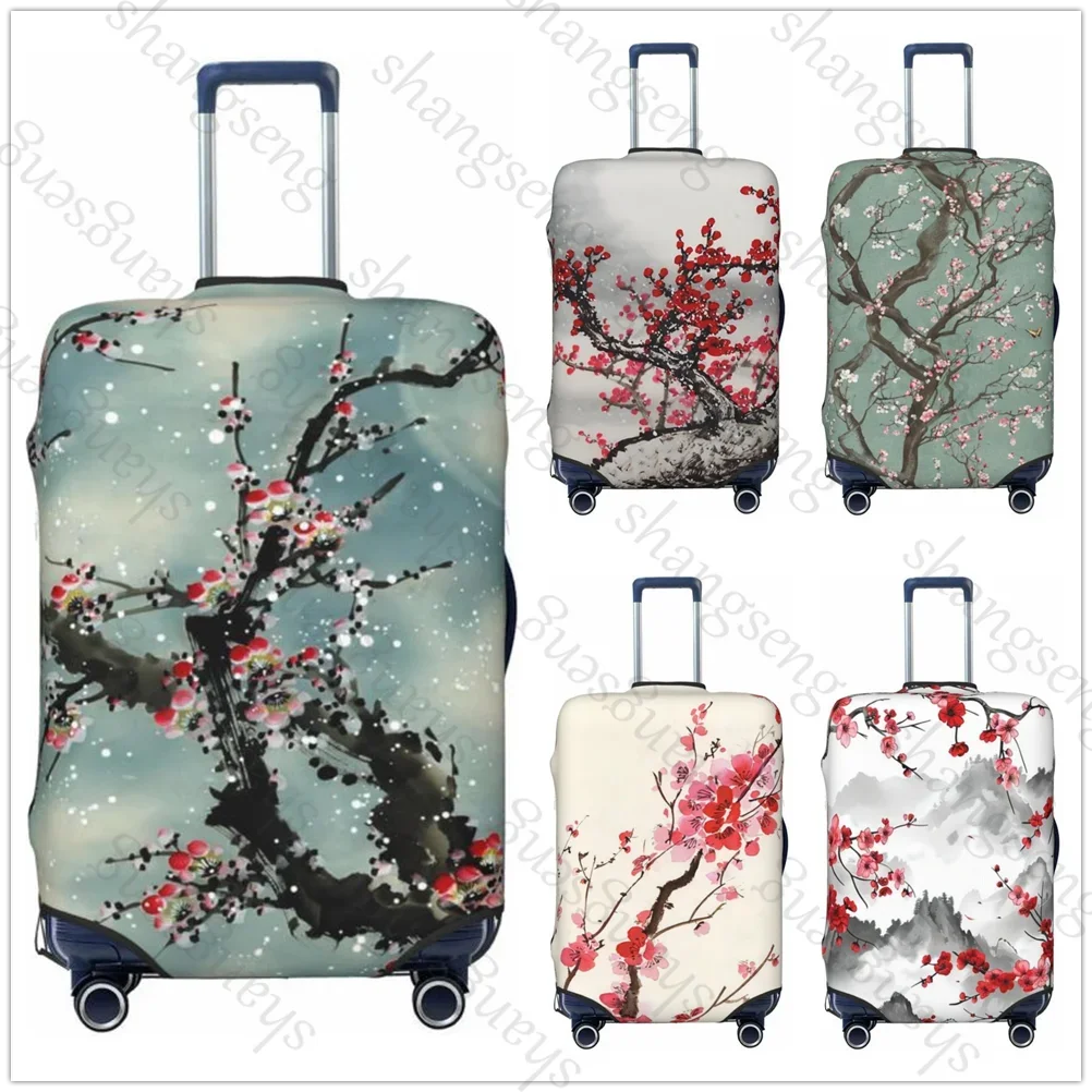 

Thicken Luggage Cover Elasticity Trolley dust cover Suitcase Protection Suitcase Case Ink painting plum blossom Accessories